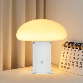 BNYFDC Mushroom Lamp with Touch Control Switch, 3 Way Dimmable Nightstand Lamp for Bedroom and Living Room, 6W LED Bulb Included (White)