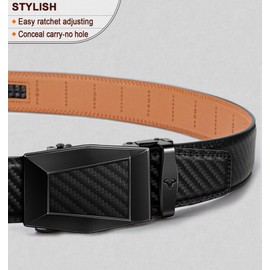 BULLIANT Men Belt, Ratchet Leather Belt Adjustable for Gift Men Dress Casual Pants Jeans 1 3/8",Cut for Fit(Black,32"-38" Waist Adjustable)