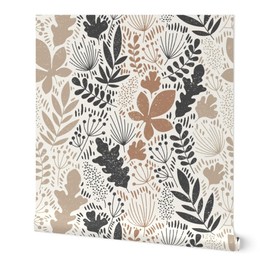 Peel & Stick Wallpaper Swatch - Autumn Botanicals Light Earth Tone Colors Custom Removable Wallpaper by Spoonflower