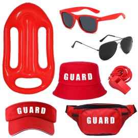 MEDOJO Guard Costume Set for Women Fanny Pack Guard Accessories Set Guard Emergency Equipment Set for Cosplay Theme Party Dress Up Red