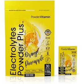 PowderVitamin Electrolytes Powder Plus, Keto, naranja piña, sin azúcar, 1000 mg de potasio, 120 mg de calcio, 120 mg de magnesio, sin OGM, cero