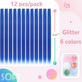 Colored Hair Extensions, 22 Inch Straight Clip in Hair Extension Body Face Hair Glitter Multi Color Rainbow Pink Red Hairpiece Extensions for Kids Girls Women (Glitter+Crystal Blue)