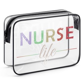 Nurse Life Makeup Bag Nurse Gifts for Women Nursing Graduation Gift RN Nurse Practitioner Gifts Future Nurse Gifts Clear Cosmetic Bag Nurse Week Gifts Nurse Birthday Gifts Nurse Appreciation Gifts
