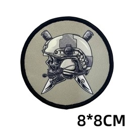 Patches Velcro, Skull Patch Print Military Velcro Straps Application for Backpacks Clothing Bags Uniform Vest