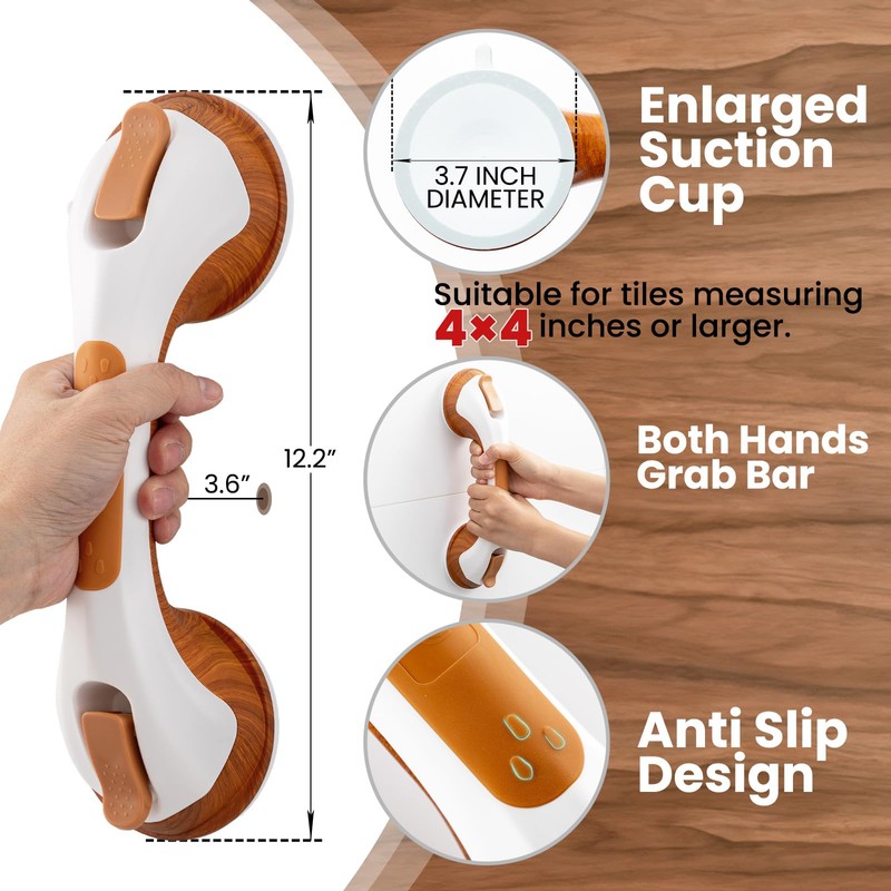TAILI Shower Grab Bar, 2 Pack 12 Inch Suction Grab