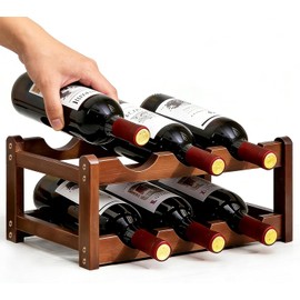 Porta Vinos de Madera 2 Niveles, Estante para Botellas