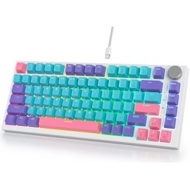 Fogruaden Wired Mechanical Keyboard 75% Percent Hot Swappable, Red Switch, TKL Mechanical Keyboard, Gasket Mount, RGB Backlit Compact Gaming Keyboard with Volume Knob(Joker)