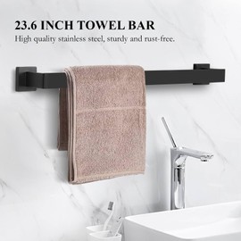 10-Piece Matte Black Bathroom Hardware Set Towel Bar Set for Bathroom Include 24 inch Towel Bar Towel Ring TP Holder Coat Hooks Stainless Steel Wall Mounted Towel Holder Set