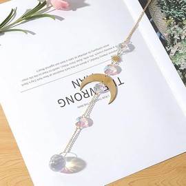 Sun Catcher Crystal, 3 Pieces Sun Catcher Crystal Hanging Wind Chime Rainbow Sun Moon Pendant Crystals Ornament Crystal Balls for Window Home Garden Christmas Day Party Wedding Decoration