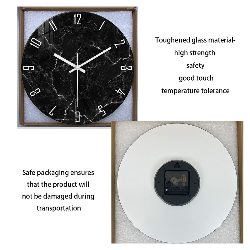 Constantplanet Big Wall Clock for Living Room Decor Marble Glass