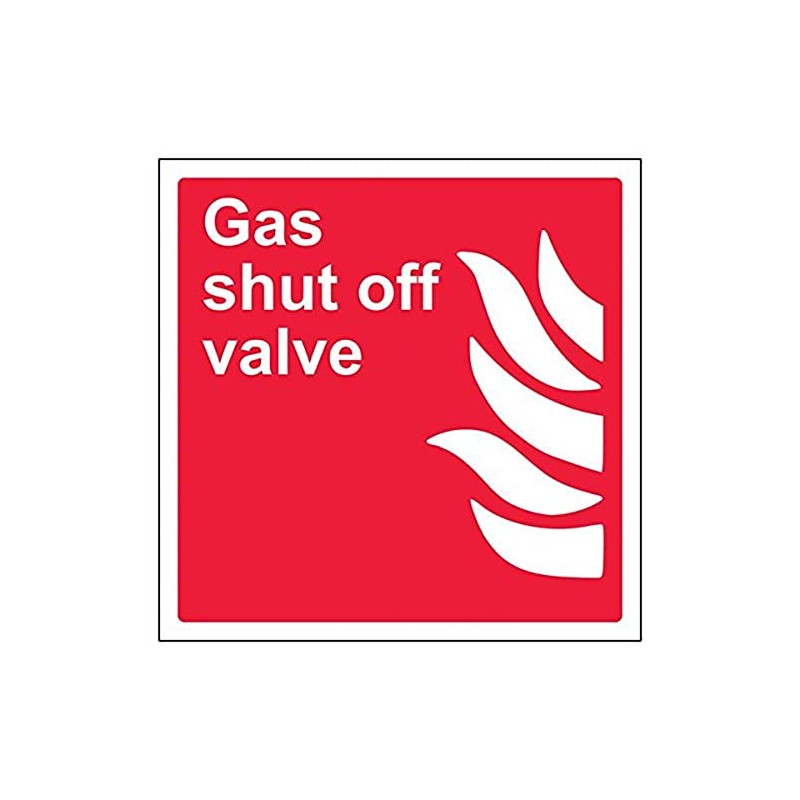 Vsafety 13021AT-S'Gas Shut Off Valve' Sign, Square, 200 mm x