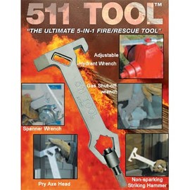 EMI 511 Tool, 5-in-1 Tool, Pry Axe, Hammer, Gas Shut-Off, Spanner Wrench, Hydrant Wrench