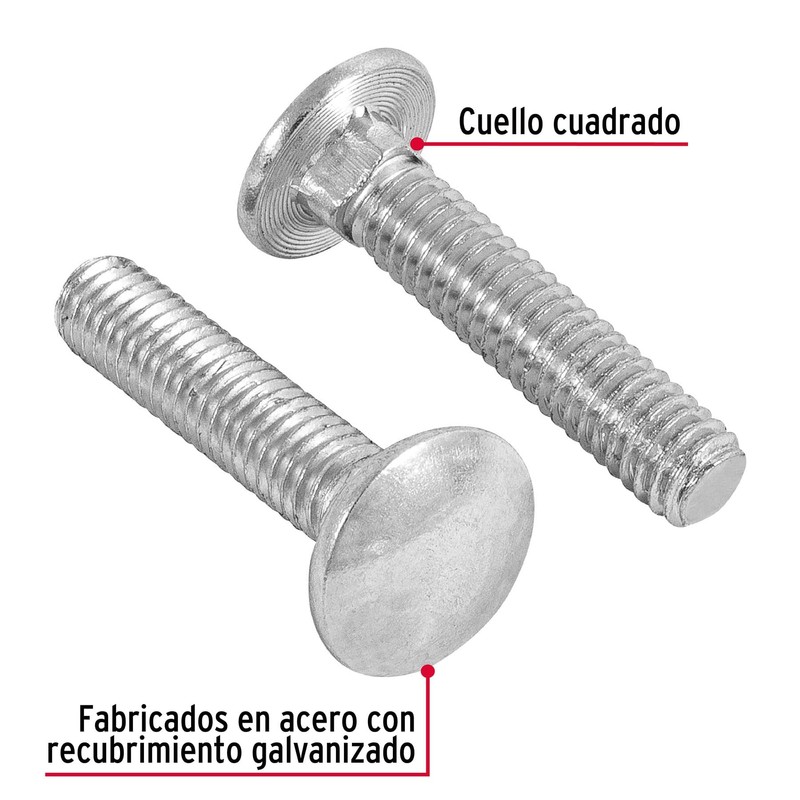 Fiero TORC-5/16X1-1/2, Tornillo tipo coche, 5/16 x 1-1/2", bolsa con