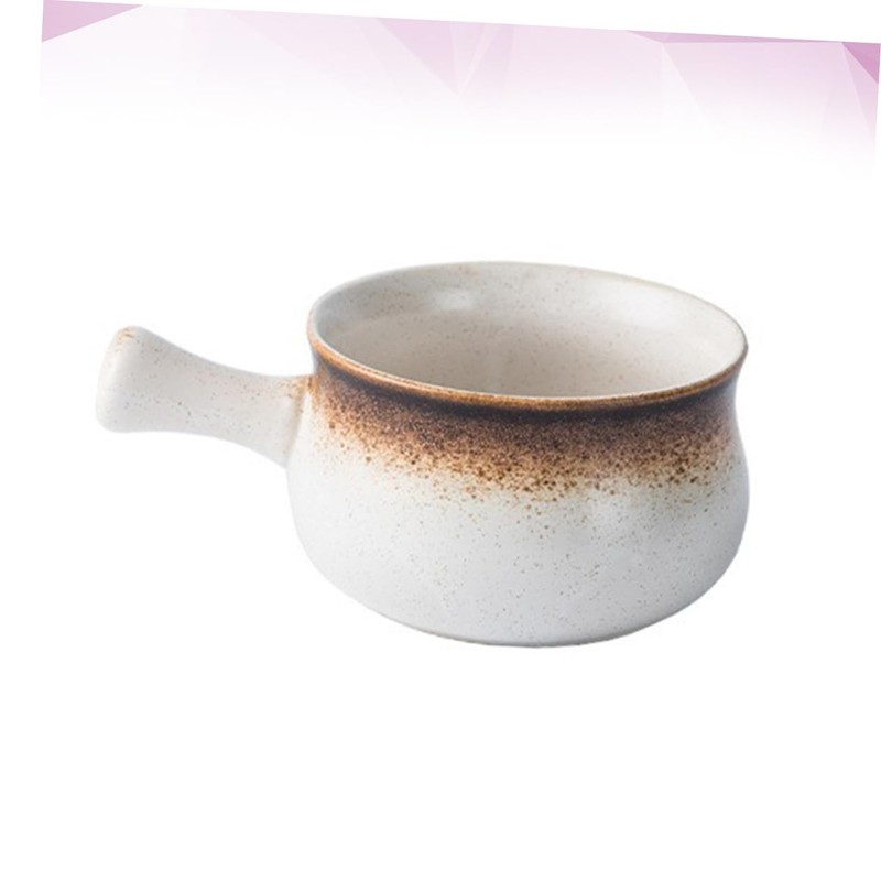 FUNOMOCYA Fashionable Ceramic Bowl Handle Salad Bowl for Kitchen Restaurant