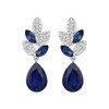 Ever Faith Silver-Tone Rhinestone Crystal Leaf Teardrop Dangle Earrings Blue