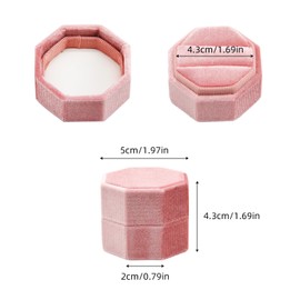 Bototack Velvet Ring Box, Double Slot Octagon Engagement Ring Holder, Elegant Jewelry Gift Ring Box, Ring Earrings Storage Box for Proposal Wedding Ceremony (Pink)
