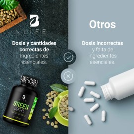Café Verde 100% Puro 90 Cápsulas. Green Coffee, B Life Sabor Sin sabor