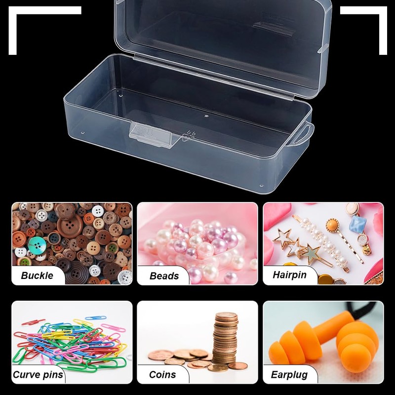 BENECREAT 4 Packs Rectangle Plastic Container Box, 18x7.5x4.7cm Clear Storage