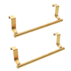 Pocoxll 2 Pack Gold Towel Holder,9 Inch Stainless Steel Over Door Towel Holders，Kitchen Towel Rack Over Cabinet Door，Suitable for Universal Installation in Kitchens and Bathrooms（Small）
