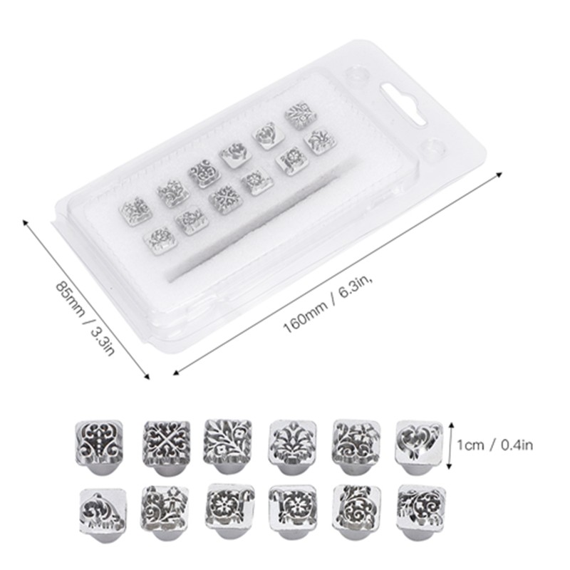12Pcs Stamping Punch Tool Tang Dynasty Flower Design DIY Vegetable