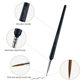 OVISEEN 9 Piece Brushes, Fine Detail Brush Set, Painting by Numbers, Professional Artist Brushes (0, 00 and 000) for Acrylic, Watercolour, Miniature, Model, Nail, Face Painting Painting Brush