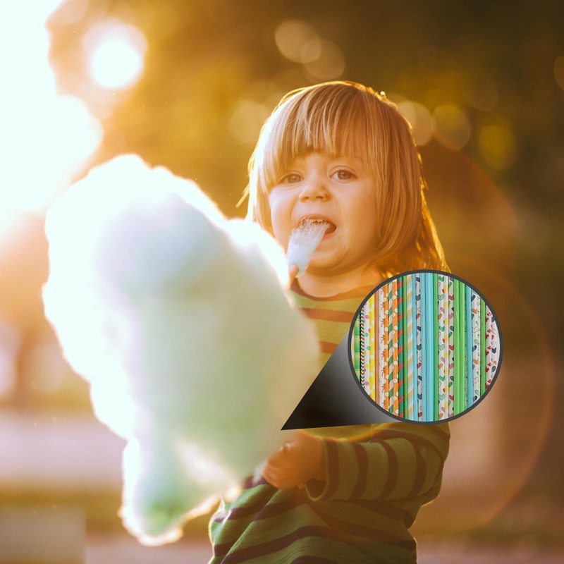 100 Pcs Candy Floss Sticks, 28cm Cotton Candy Paper Sticks,