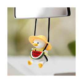 ZNDAW Cool Swinging Duck Car Hanging Ornament, Swing Duck Pendant Rearview Mirror Decoration, Cute Swinging Ducks Interior Mirror Hanging Accessories for Vehicle Home Office (Watermelon Duck)