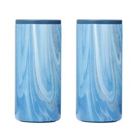Cambridge Blue 2 Pack Geode Decal Insulated Slim Can Coolers, 0