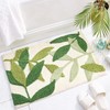 QIUKUN Bathroom Rug Mat Leaves Plush Microfiber Strong Water Absorbent