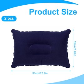 NHPY Pack of 2 Inflatable Cushions, 33 x 22 cm, Camping Travel Cushion, Air Cushion, Seat Cushion Inflatable for Car for Camping and Travel (Grey/Blue)
