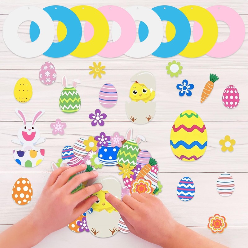 8 Pieces Easter Wreath Crafts Set, DIY Spring Decoration Easter