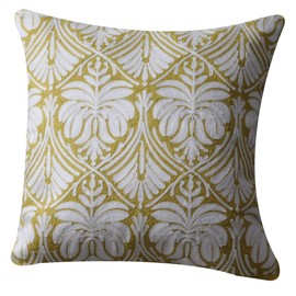 UnionKK Home Embroidered Throw Pillow Cover Geometric Decorative Square Cushion Cases Cotton Outdoor Pillows Case for Sofa Living Room 18 x 18 Inch (Yellow)