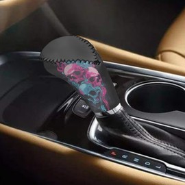 STUOARTE 2 Pieces Skull Printed Car Handbrake Cover and Gear Shift Cover Sets for Women Men, Soft Elastic Car Handbrake Cover with Shift Knob Cover, Easy to Install, Universal Fits for Most Cars