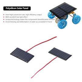 Fayelume 2PCS Mini Solar Panels, 0.3W 5V 60mA Small Solar Panel, Solars Cells with Wiresfor, 60 * 55mm Solars Panel Kit, for Light Water Pump Toy