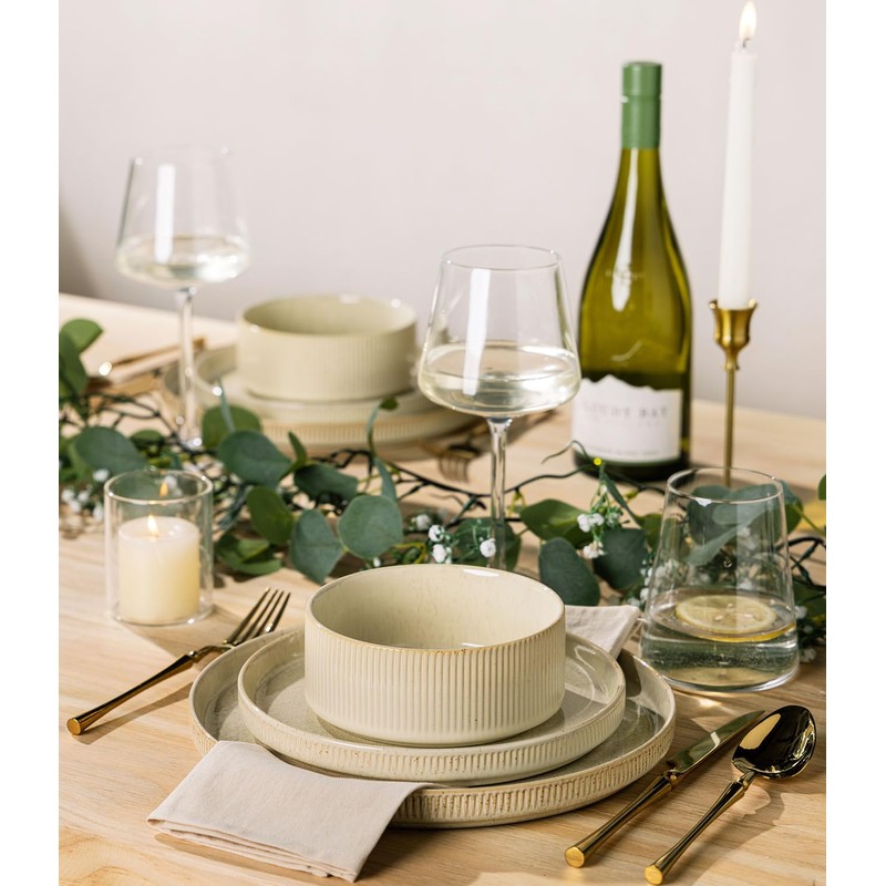 TheTerra Ceramic Dinnerware Sets for 6, 18 Pieces Porcelain Lightweight