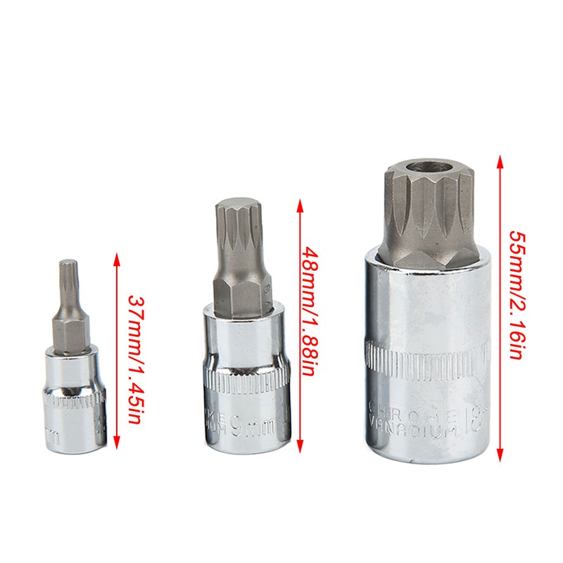 10PCS Triple Square Spline Bit Socket Set Low Wear Accurate