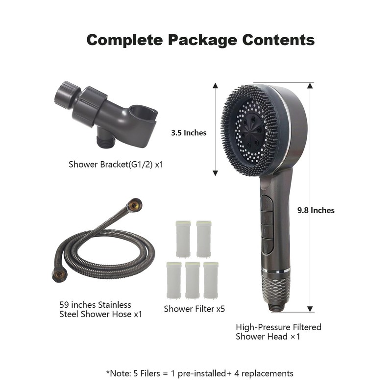 KAYOJU High Pressure Shower Head, One-Hand Control 4-Mode Handheld Showerhead