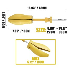 FONHERILI Shoe Stretcher Men Wide Feet Widener Expander Adjustable Length Men Shoe Tree Holder Shaper Support (for Men's Shoes Size US 9-13.5, Yellow Heart)
