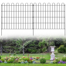 Sunnyglade 10 Panels No Dig Decorative Outdoor Garden Fence for Yard, 24in(H) X 25 ft(L) Animal Barrier Fencing Rustproof Metal Wire Panel Border for Dog, Rabbits or Any Small-Bodied Animal