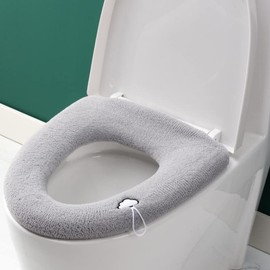 3Pieces Thicker Bathroom Soft Toilet Seat Cover Pad with Handle Toilet Lid Cover Cushion Soft Thicker Stretchable Washable Fits All Oval Toilet Seats