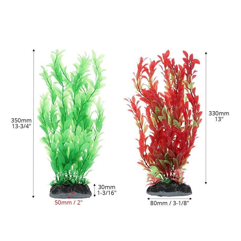 QWORK® 2 Pack Aquarium Artificial Plants, 12" Tall Plastic Decor