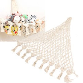 Arsor Cuddly Toy Hammock, Boho Corner, Soft Toy Net Holder, Hanging Net Storage Organiser, Hanging Macrame Fabric Toy Organiser, (Type 5 (47.2 x 47.2 x 49.2 inches))