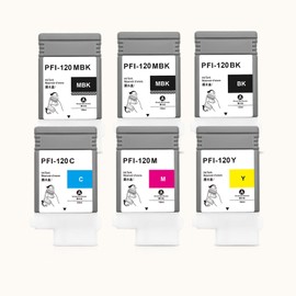 YOUEXPERT 6Pcs PFI120 Ink Tank Compatible PFI120MBK PFI120BK PFI120C PFI120M PFI120Y Replacement for Canon IPF TM-200 TM-205 TM-300 TM-305 Printer (6 Pack)