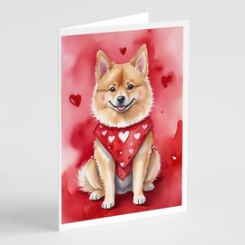 Caroline's Treasures DAC5340GCA7P Finnish Spitz My Valentine Greeting Cards Pack of 8 Blank Cards with Envelopes Whimsical A7 Size 5x7 Blank Note Cards
