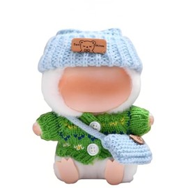 15cm/17cm Handcrafted Crochet Doll Clothes(No Doll) Hat & Sweater Outfit Set with Accessories