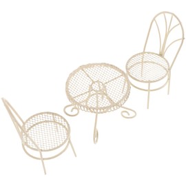 Toyvian Dollhouse Miniature Bistro Table and Chair Set Accessories Metal 1:12 Scale for Exquisite Dollhouse Decor