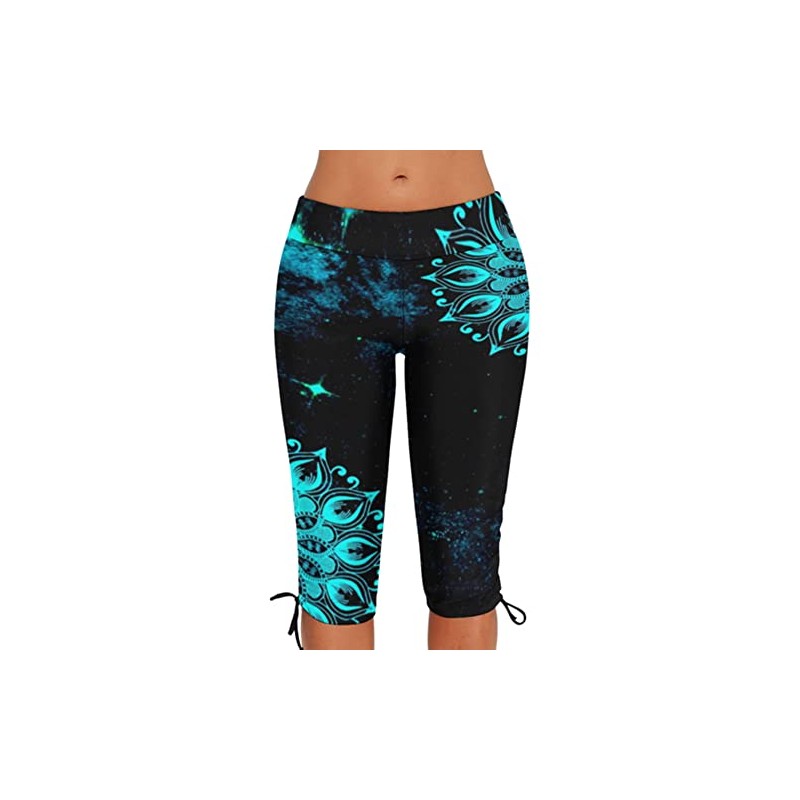 Urchics Womens Plus Size Rash Guard Capris Long Swim Shorts