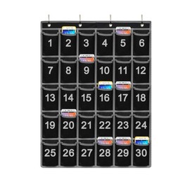 Godery 30 Hanging Pocket Storage Cellphone Pocket Chart, Numbered Organizer Classroom for Calculator & Cell Phone Holders (30 pocket)