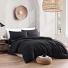 LANE LINEN Single Duvet Cover Set Black - Pre Washed
