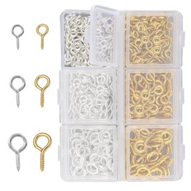 Small Screw Eye Pins for Jewellery Making, 400 Pcs Mini Eye Screw Pins Hooks Metal Little Eyelets Screws Pin for DIY Crafts Jewelry Making
